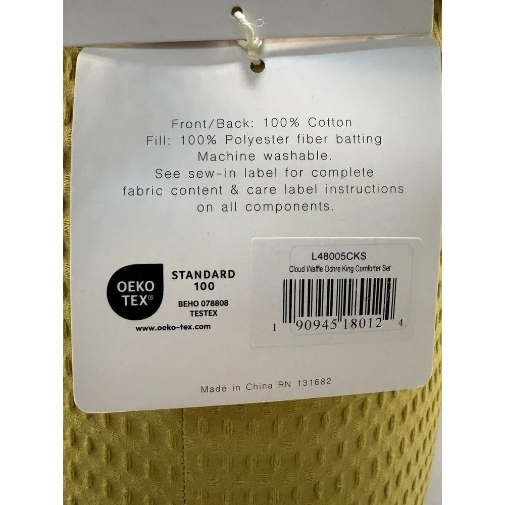 KING 3Pieces Levtex Home Cloud Waffle Ochre Comforter Set 3 PC